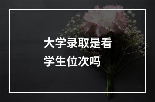 大学录取是看学生位次吗