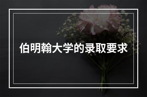 伯明翰大学的录取要求