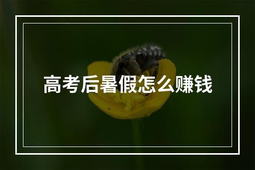 高考后暑假怎么赚钱