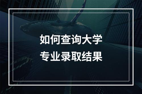 如何查询大学专业录取结果