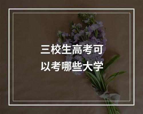 三校生高考可以考哪些大学