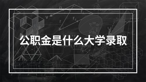 公职金是什么大学录取