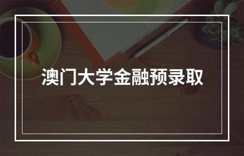 澳门大学金融预录取