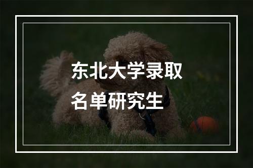 东北大学录取名单研究生