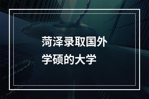 菏泽录取国外学硕的大学