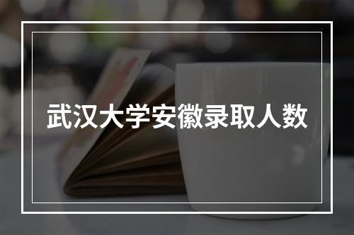 武汉大学安徽录取人数