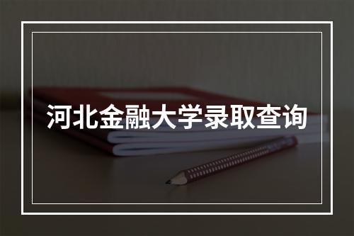 河北金融大学录取查询