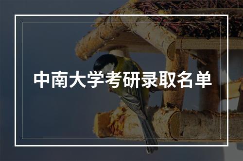 中南大学考研录取名单