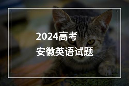 2024高考安徽英语试题