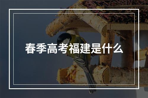 春季高考福建是什么