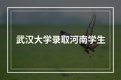 武汉大学录取河南学生