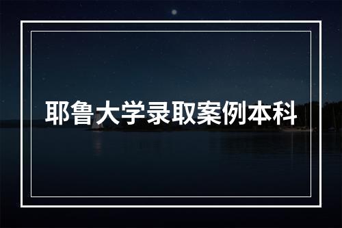 耶鲁大学录取案例本科