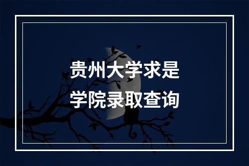 贵州大学求是学院录取查询