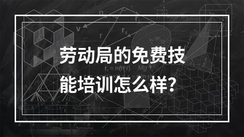 劳动局的免费技能培训怎么样？