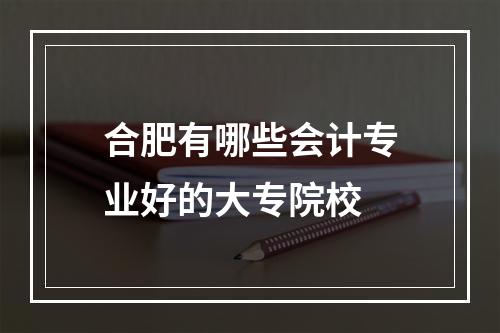 合肥有哪些会计专业好的大专院校