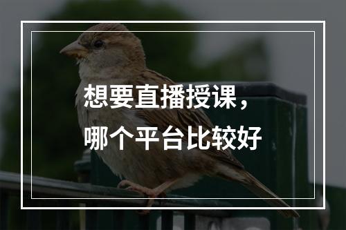 想要直播授课，哪个平台比较好