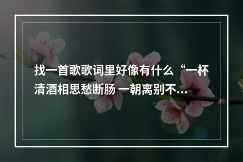 找一首歌歌词里好像有什么“一杯清酒相思愁断肠 一朝离别不思量 一曲碎月情难忘....”什么的