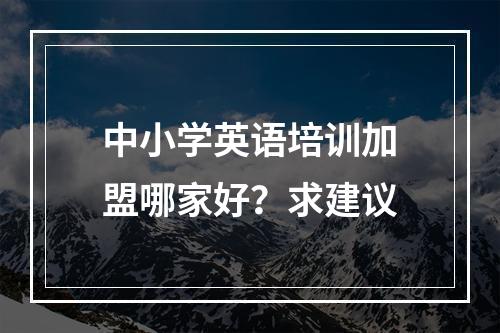 中小学英语培训加盟哪家好？求建议