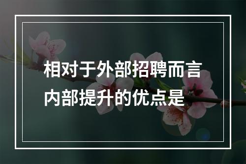 相对于外部招聘而言内部提升的优点是