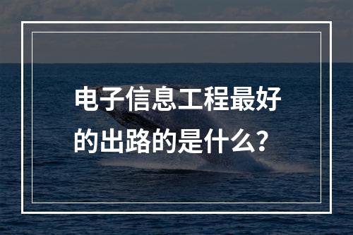 电子信息工程最好的出路的是什么？