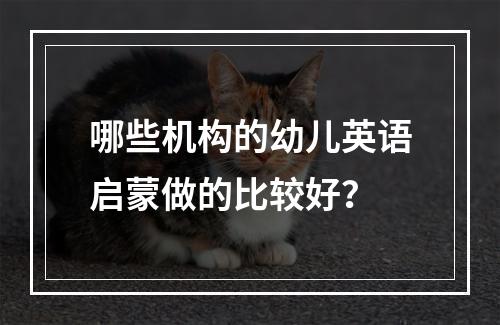 哪些机构的幼儿英语启蒙做的比较好？