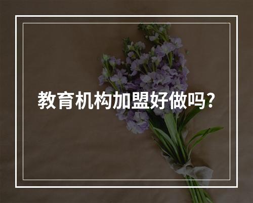 教育机构加盟好做吗?