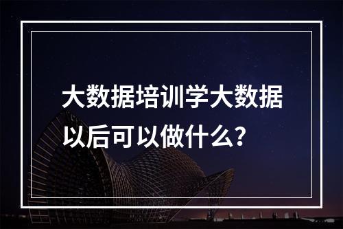 大数据培训学大数据以后可以做什么？