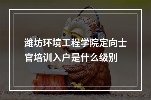 潍坊环境工程学院定向士官培训入户是什么级别