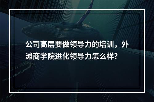 公司高层要做领导力的培训，外滩商学院进化领导力怎么样？