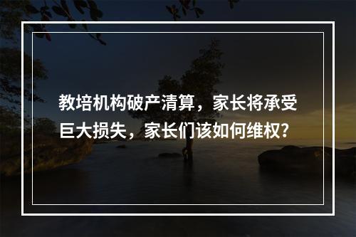 教培机构破产清算，家长将承受巨大损失，家长们该如何维权？