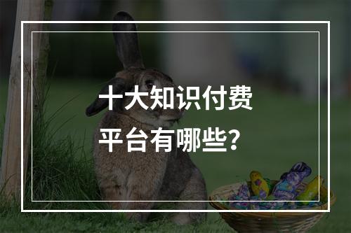 十大知识付费平台有哪些？