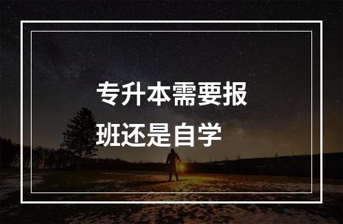 专升本需要报班还是自学