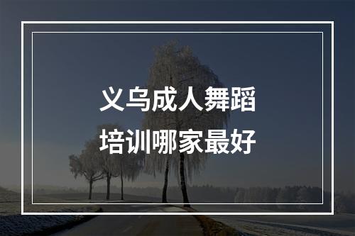 义乌成人舞蹈培训哪家最好