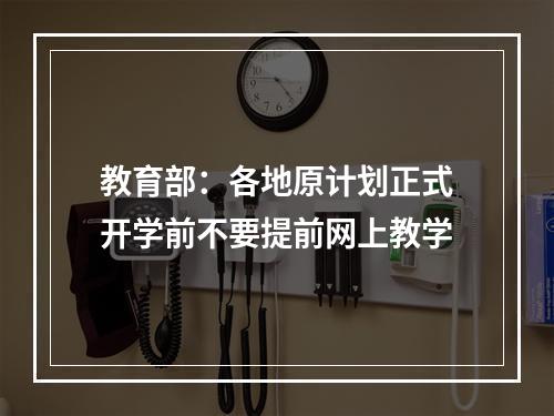 教育部：各地原计划正式开学前不要提前网上教学