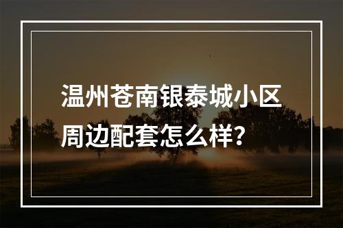 温州苍南银泰城小区周边配套怎么样？