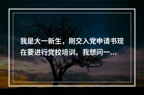 我是大一新生，刚交入党申请书现在要进行党校培训。我想问一下，培训过程要注意些什么以及如何尽快入党。