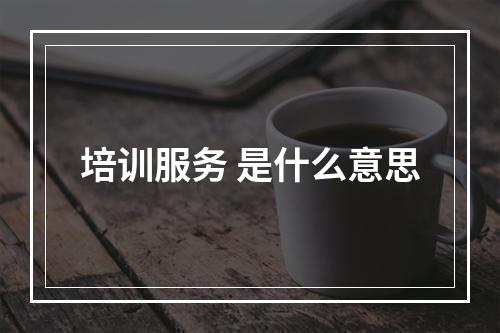 培训服务 是什么意思