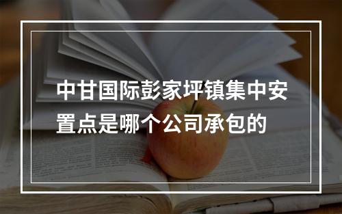 中甘国际彭家坪镇集中安置点是哪个公司承包的