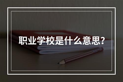 职业学校是什么意思？