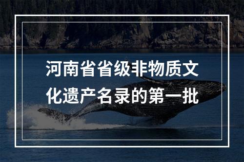 河南省省级非物质文化遗产名录的第一批