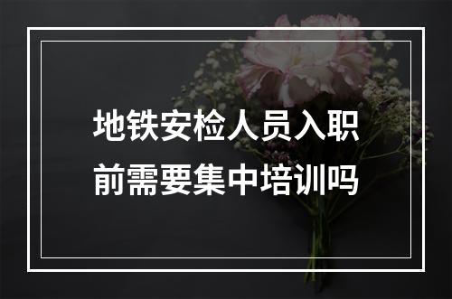 地铁安检人员入职前需要集中培训吗