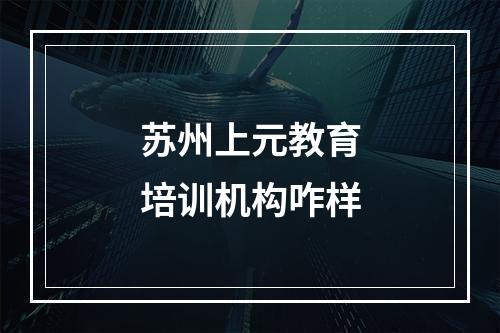 苏州上元教育培训机构咋样