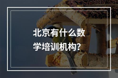 北京有什么数学培训机构？