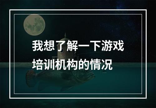 我想了解一下游戏培训机构的情况