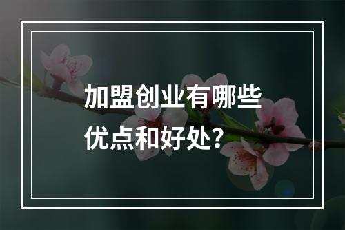 加盟创业有哪些优点和好处？