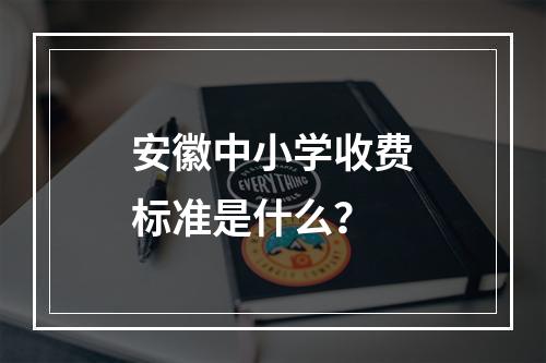 安徽中小学收费标准是什么？