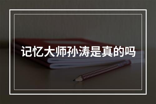 记忆大师孙涛是真的吗