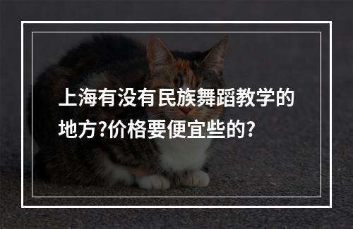 上海有没有民族舞蹈教学的地方?价格要便宜些的?